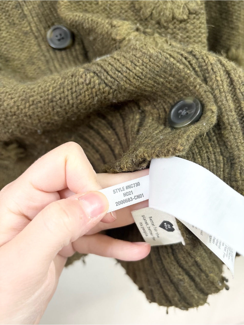 Madewell Embroidered Edencroft Pleat-Sleeve Cardigan Sweater heathered green SM - Picture 7 of 8